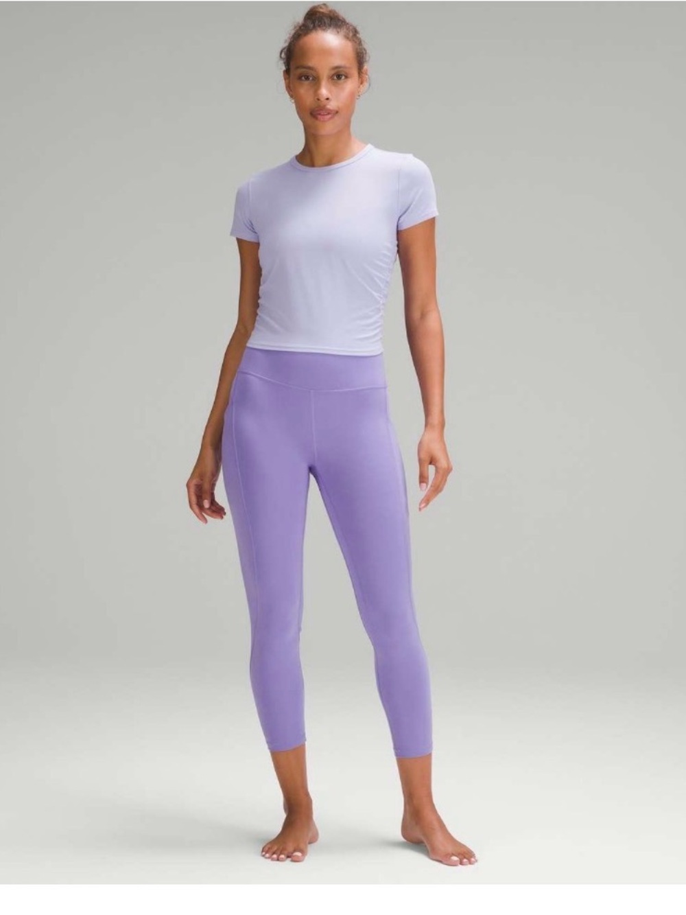 Lululemon All It Takes Nulu Short Sleeve Top Lilac Smoke Cropped Slim Fit S - Picture 2 of 9